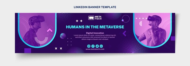 Banner de linkedin de tecnología de semitono degradado