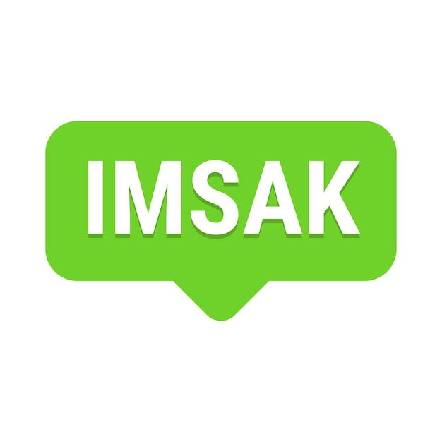 Banner de llamada de vector verde de recordatorio de imsak para ayudarlo a comenzar su ayuno a tiempo