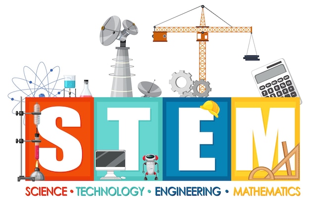 Banner de logotipo de educación STEM con elementos de icono de educación