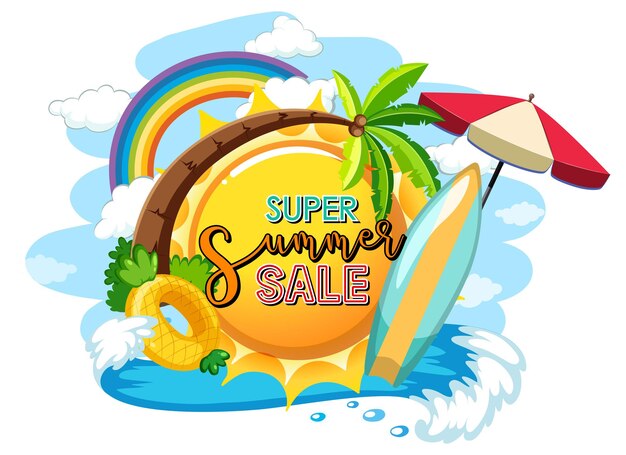Banner de logotipo de Super venta de verano aislado