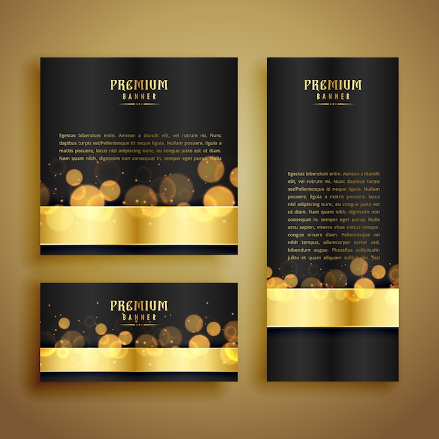 Vector gratuito banner de lujo brillante bokeh dorado