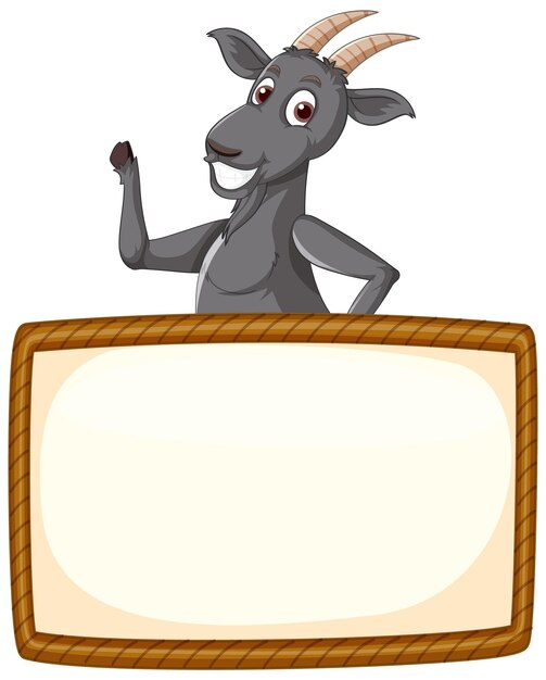 Banner de madera aislado con cabra