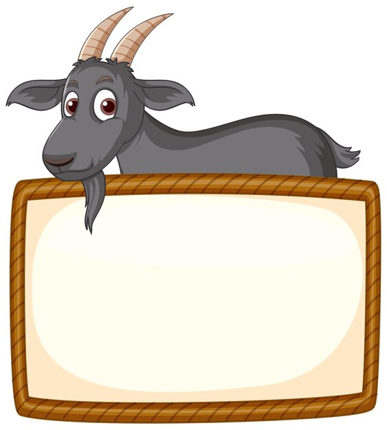 Banner de madera aislado con cabra