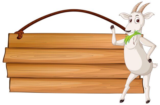 Banner de madera aislado con cabra