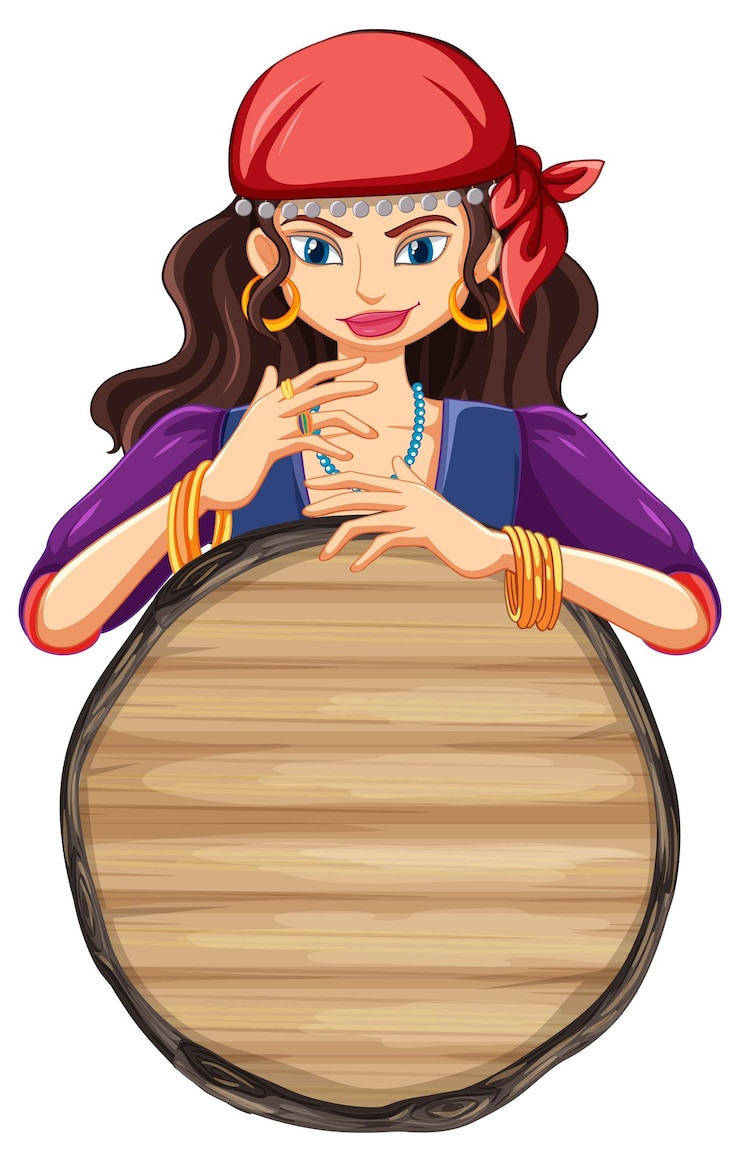 Vector gratuito banner de madera aislado con gitana