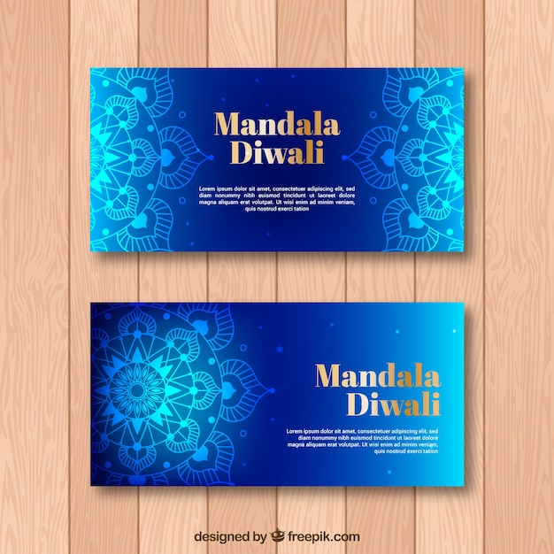 Vector gratuito banner de mandala azul