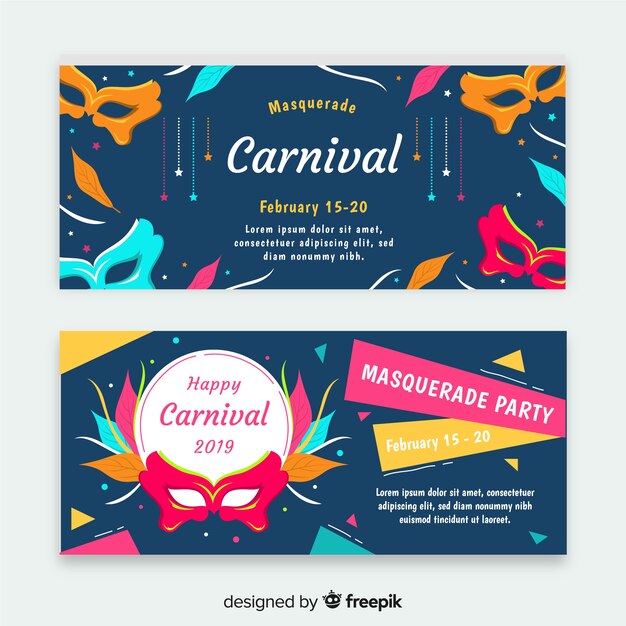 Banner máscaras fiesta carnaval