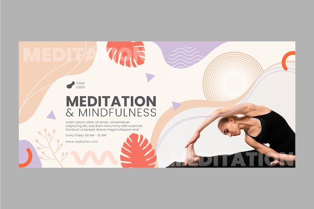 Vector gratuito banner de meditación y atención plena.