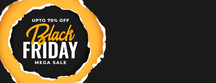 Vector gratuito banner de mega venta de viernes negro estilo papel rasgado