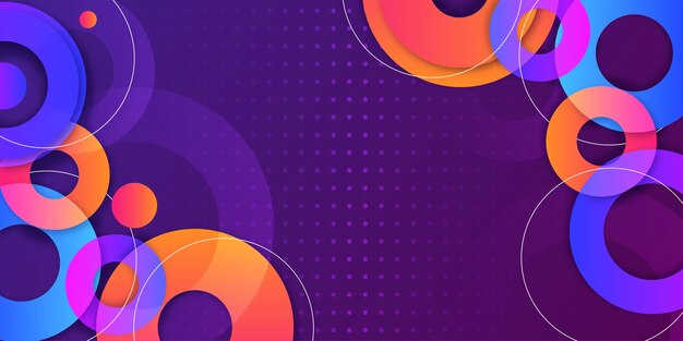 Banner de Memphis moderno con fondo de formas coloridas