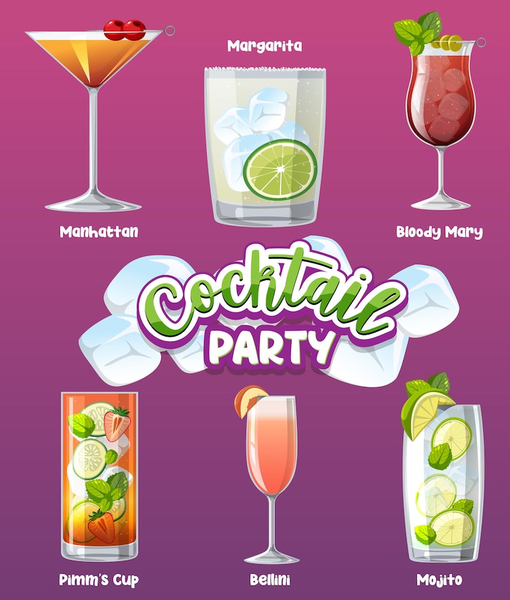 Vector gratuito banner de menú de cóctel