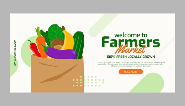 Banner de mercado de agricultores de diseño plano