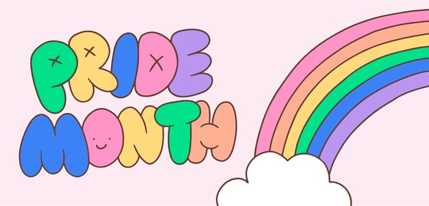 Banner del mes del orgullo dibujado a mano con arcoiris