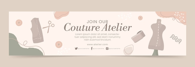 Banner mínimo de contracción de taller de costurera