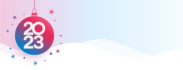 Banner mínimo de deseos de año nuevo 2023 en estilo colgante