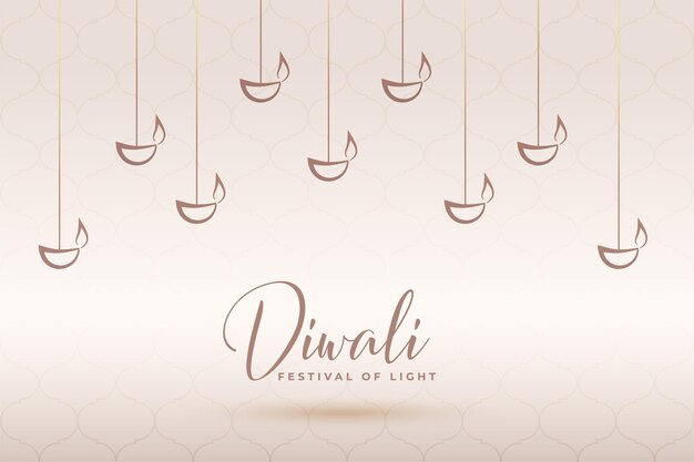 Banner mínimo de shubh diwali con diseño de lámparas colgantes