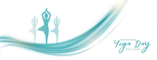 Vector gratuito banner moderno del día mundial del yoga del 21 de junio para un estilo de vida saludable