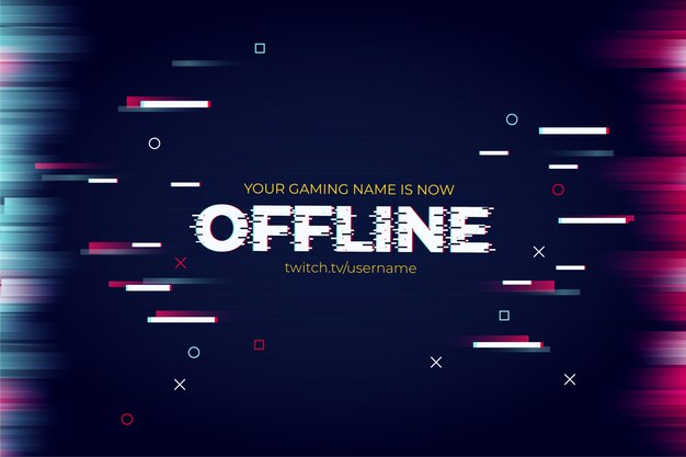 Banner moderno de Twitch con plantilla de efecto de texto de falla