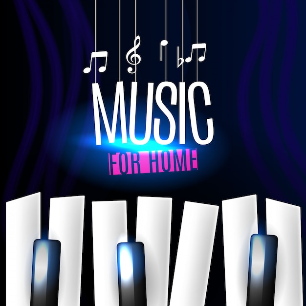 Banner de música con teclas de piano