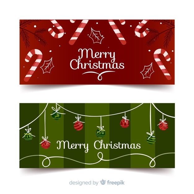 Banner navidad bastones de caramelo bolas de navidad