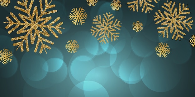 Vector gratuito banner de navidad de copos de nieve de brillo