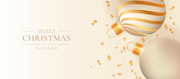 Vector gratuito banner de navidad con elegantes bolas de navidad