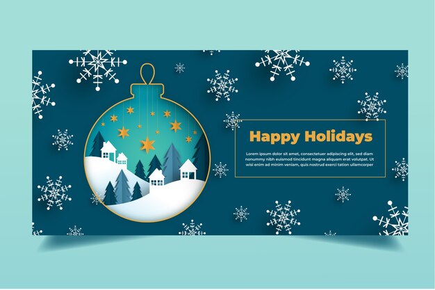 Banner de navidad estilo papel felices fiestas