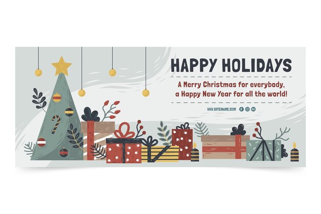 Banner de navidad feliz navidad dibujado a mano