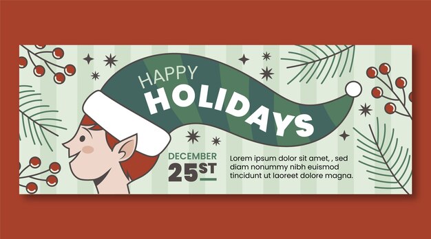 Banner de navidad feliz navidad dibujado a mano