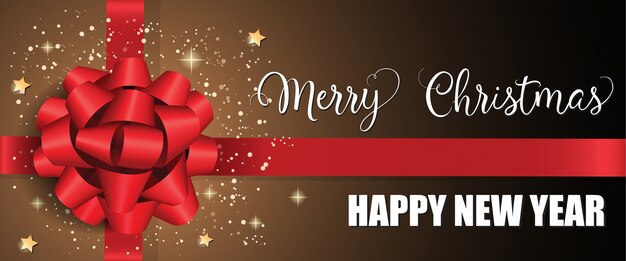 Banner de navidad con lazo rojo