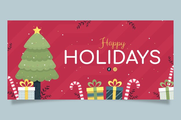 Banner de navidad plano felices fiestas