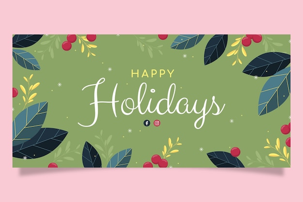 Banner de navidad plano felices fiestas