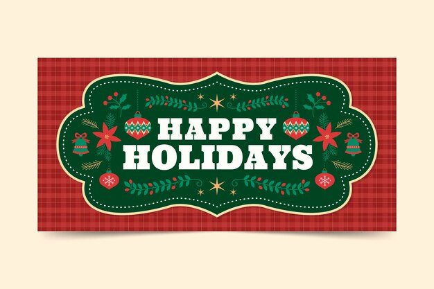 Banner de navidad plano felices fiestas