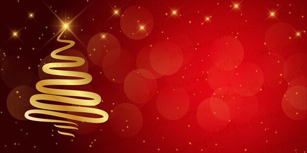 Banner navideño con diseño de árbol dorado