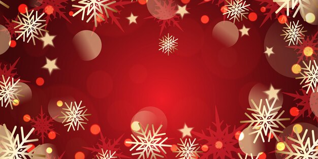 Banner navideño con diseño de copos de nieve dorados