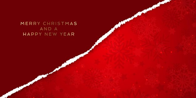 Vector gratuito banner navideño con diseño de papel rasgado.