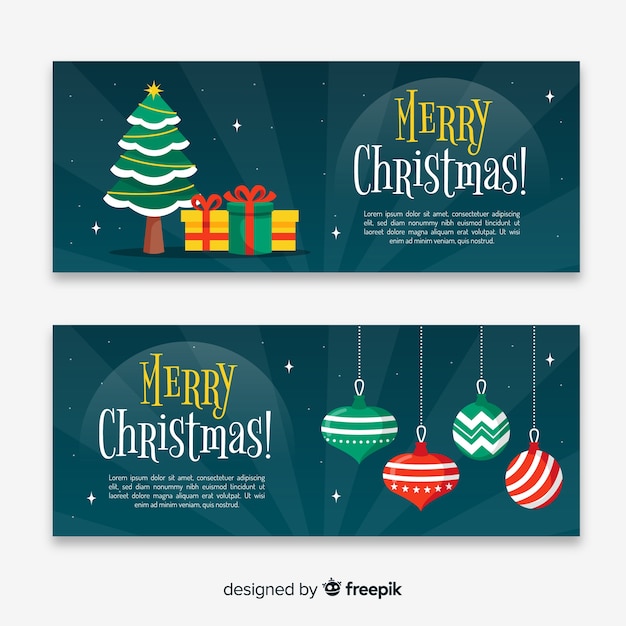 Banner navideño en diseño plano.