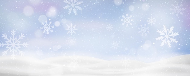 Vector gratuito banner navideño con paisaje invernal