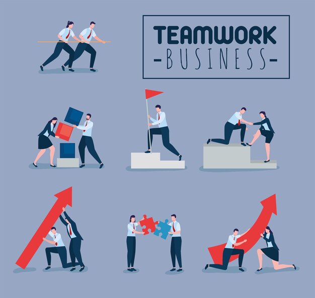 Banner de negocios de trabajo en equipo
