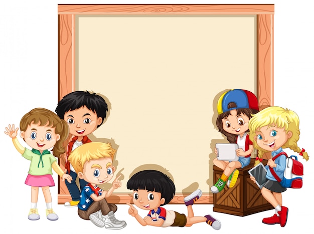 Banner con niños felices