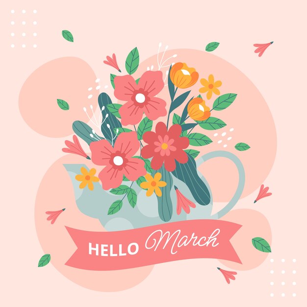 Banner o fondo plano hola marzo
