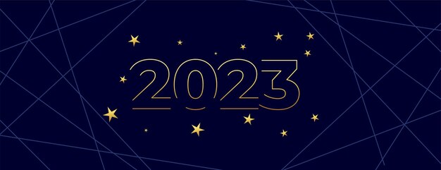 Banner de ocasión de año nuevo de estilo de línea 2023