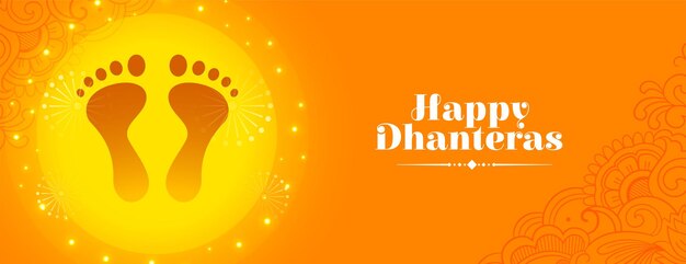 banner de ocasión religiosa shubh dhanteras con vector de diseño de pies de diosa