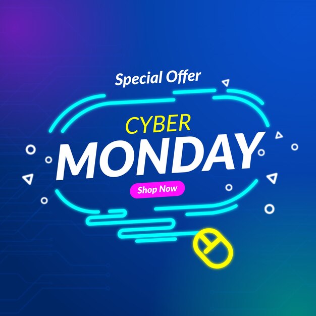 Banner de oferta especial de lunes cibernético de diseño plano