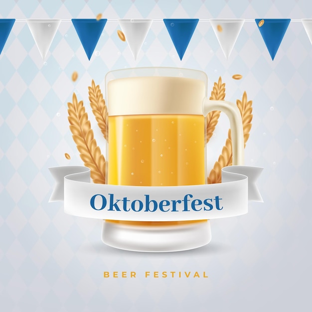 Banner de oktoberfest realista con pinta