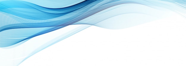 Banner de onda azul que fluye moderno sobre fondo blanco
