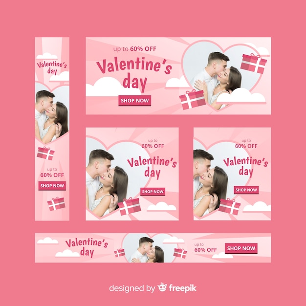 Vector gratuito banner online de compras de san valentín