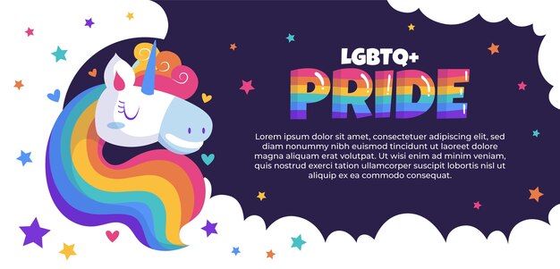 Banner de orgullo lgbt plano dibujado a mano del mes del orgullo