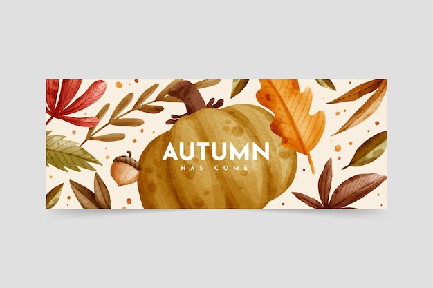 Vector gratuito banner de otoño acuarela con hojas