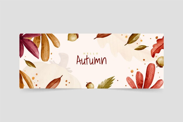 Banner de otoño acuarela con hojas